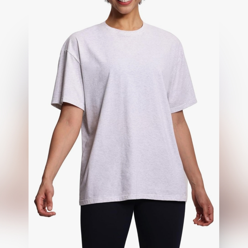 THE GYM PEOPLE Women's Casual Oversized T-Shirts, Heather White